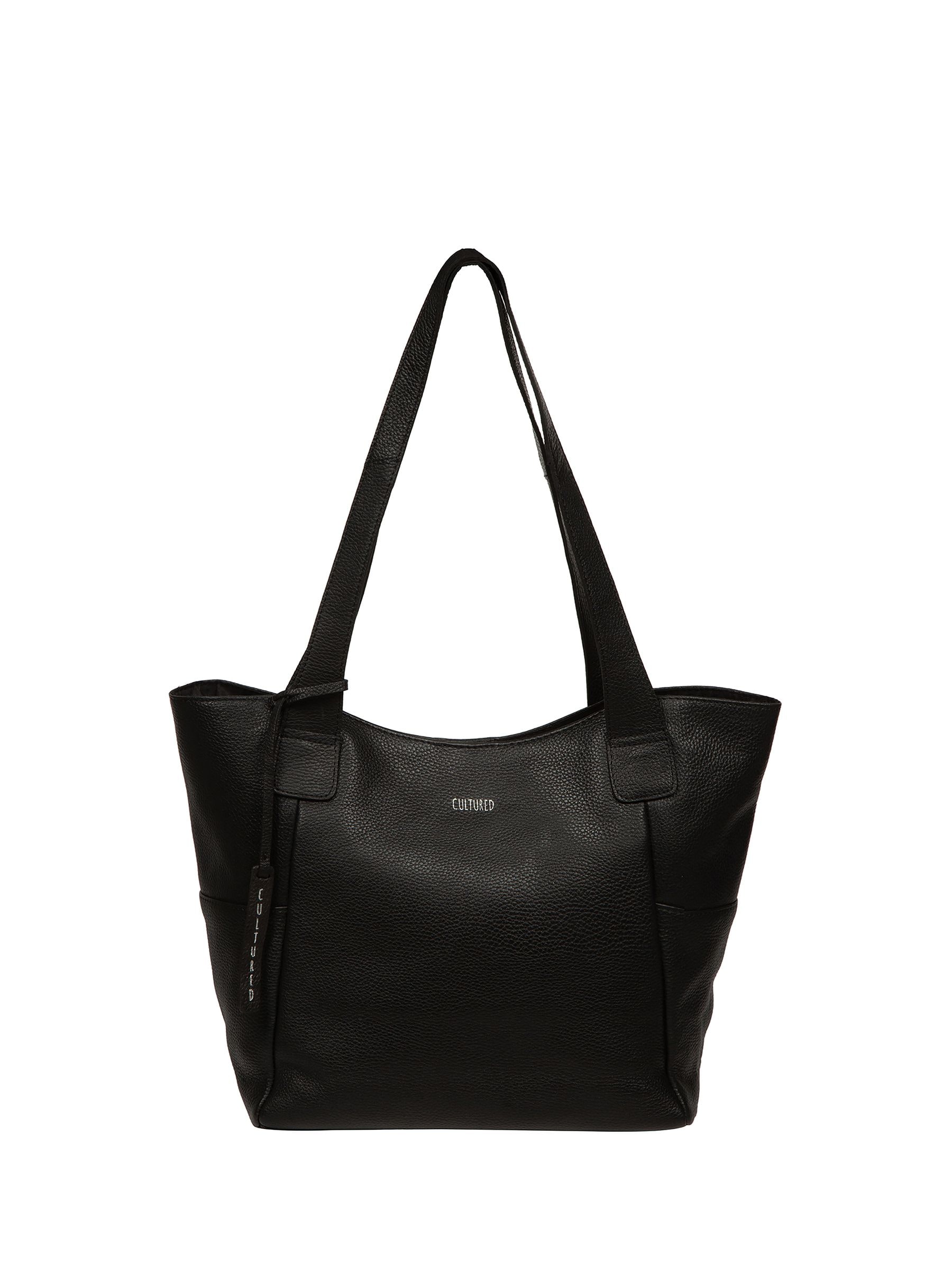 Cultured London Women's Black Lisette Leather Tote Bag