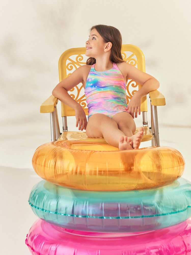 Rainbow Galaxy Double Strap Swimsuit (3-16yrs) - Image 2 of 8 Rainbow Galaxy Double Strap Swimsuit (3-16yrs) - Image 2 of 8