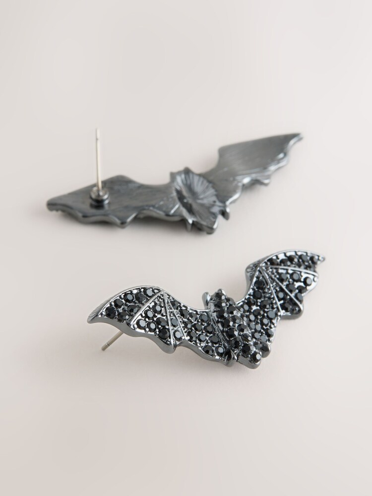 Black Halloween Bat Stud Earrings - Image 2 of 3