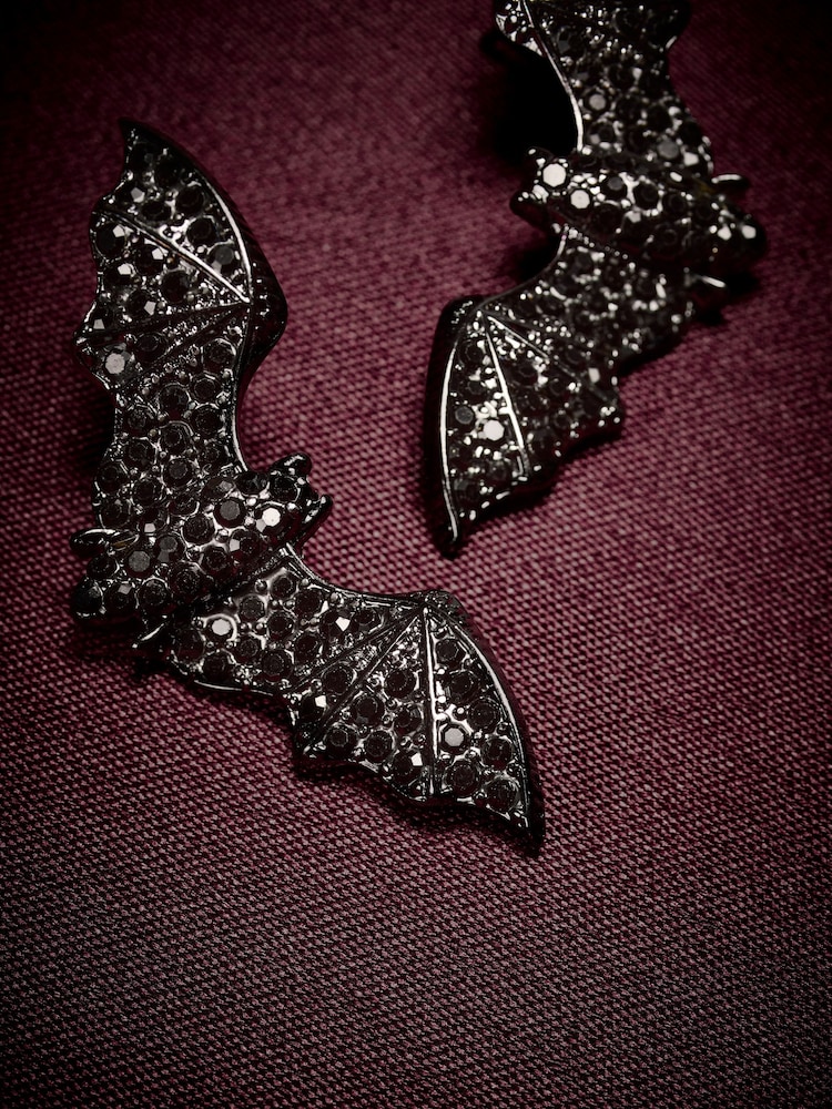 Black Halloween Bat Stud Earrings - Image 4 of 4 Black Halloween Bat Stud Earrings - Image 4 of 4
