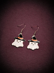 Blanco - Halloween Ghost Drop Earrings - Imagen 1 de 3