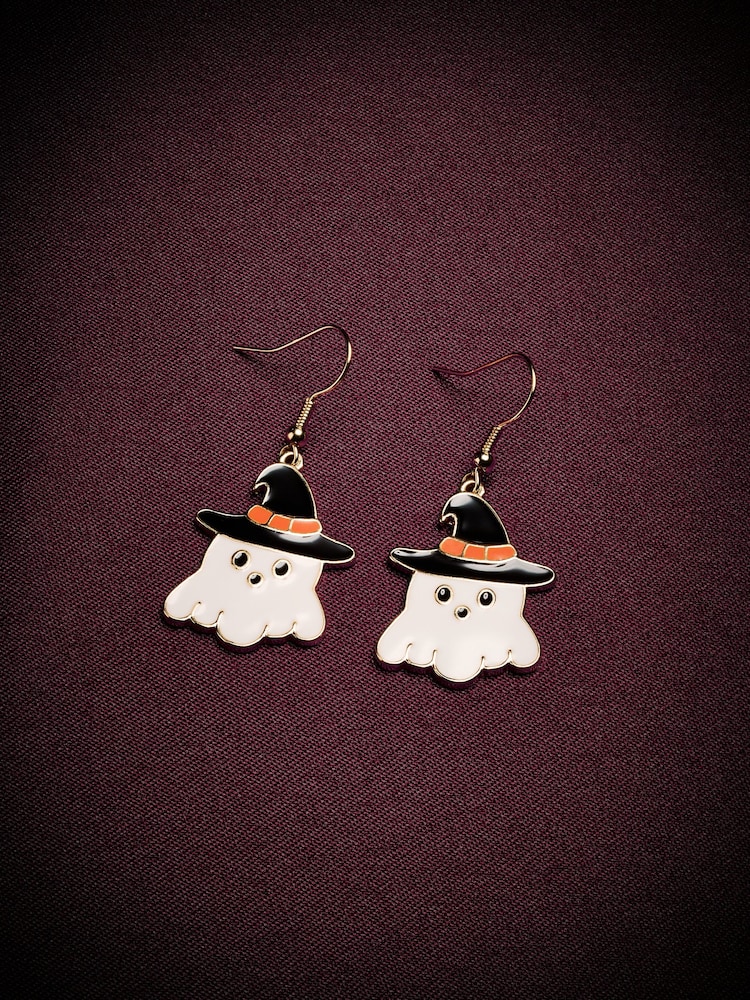 Blanco - Halloween Ghost Drop Earrings - Imagen 1 de 3