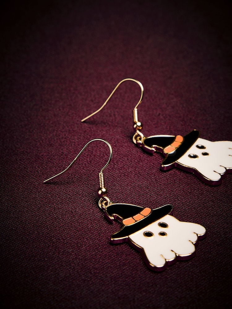 Blanco - Halloween Ghost Drop Earrings - Imagen 2 de 3