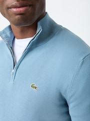 Lacoste Blue Regular Fit Zipped High Neck Cotton Sweater - Image 4 of 4
