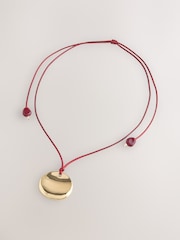 Rouge bordeaux - Collier en cordelette avec pendentif - Image 1 de 3