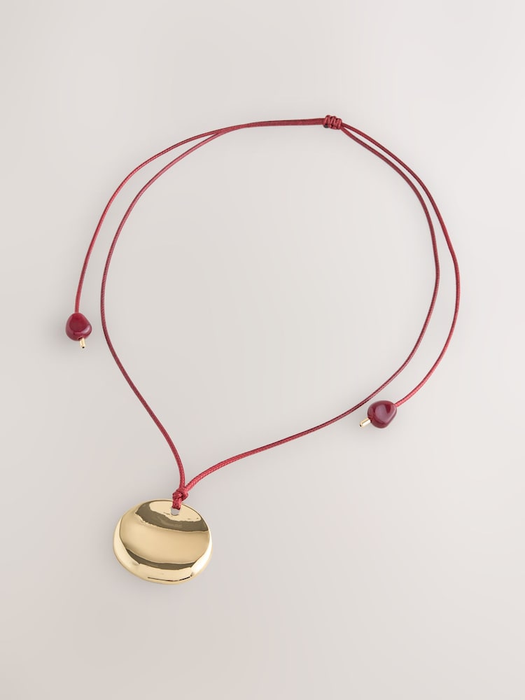 Rouge bordeaux - Collier en cordelette avec pendentif - Image 1 de 3
