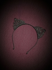 Black Halloween Lace Cat Ears Headband - Image 1 of 4