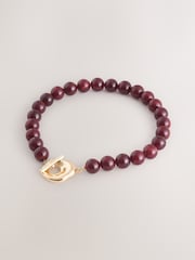 Burgundy Red Beaded T-Bar Necklace - Image 1 of 3