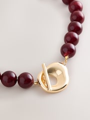 Burgundy Red Beaded T-Bar Necklace - Image 2 of 3