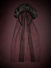 Black Halloween Flower Veil Headband - Image 2 of 4