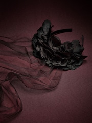 Black Halloween Flower Veil Headband - Image 3 of 4