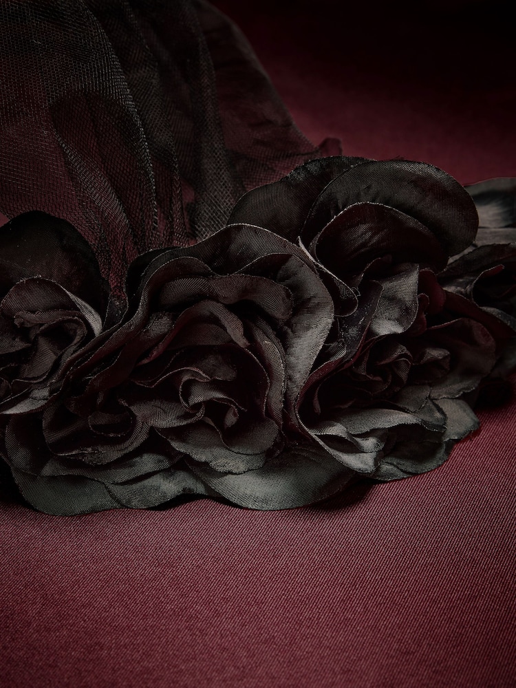 Black Halloween Flower Veil Headband - Image 4 of 4