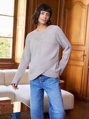 Seraphine Neutral Maternity Saddle Sleeve Crossover Nursing Jumper - Image 1 of 5
