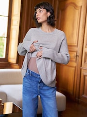 Seraphine Neutral Maternity Saddle Sleeve Crossover Nursing Jumper - Image 3 of 5