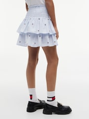 Tommy Hilfiger Star Flag Embroidery Stripe Tiered Skirt - Image 3 of 5