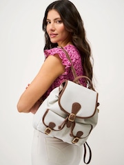 Crew Clothing White Canvas Buckle Backpack - Image 1 of 2