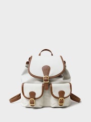 Crew Clothing White Canvas Buckle Backpack - Image 2 of 2