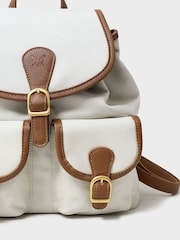 Crew Clothing White Canvas Buckle Backpack - Image 3 of 3