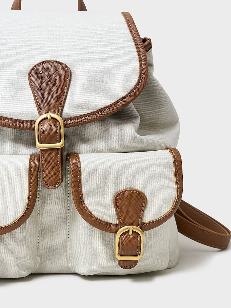 Crew Clothing White Canvas Buckle Backpack - Image 3 of 3 Crew Clothing White Canvas Buckle Backpack - Image 3 of 3