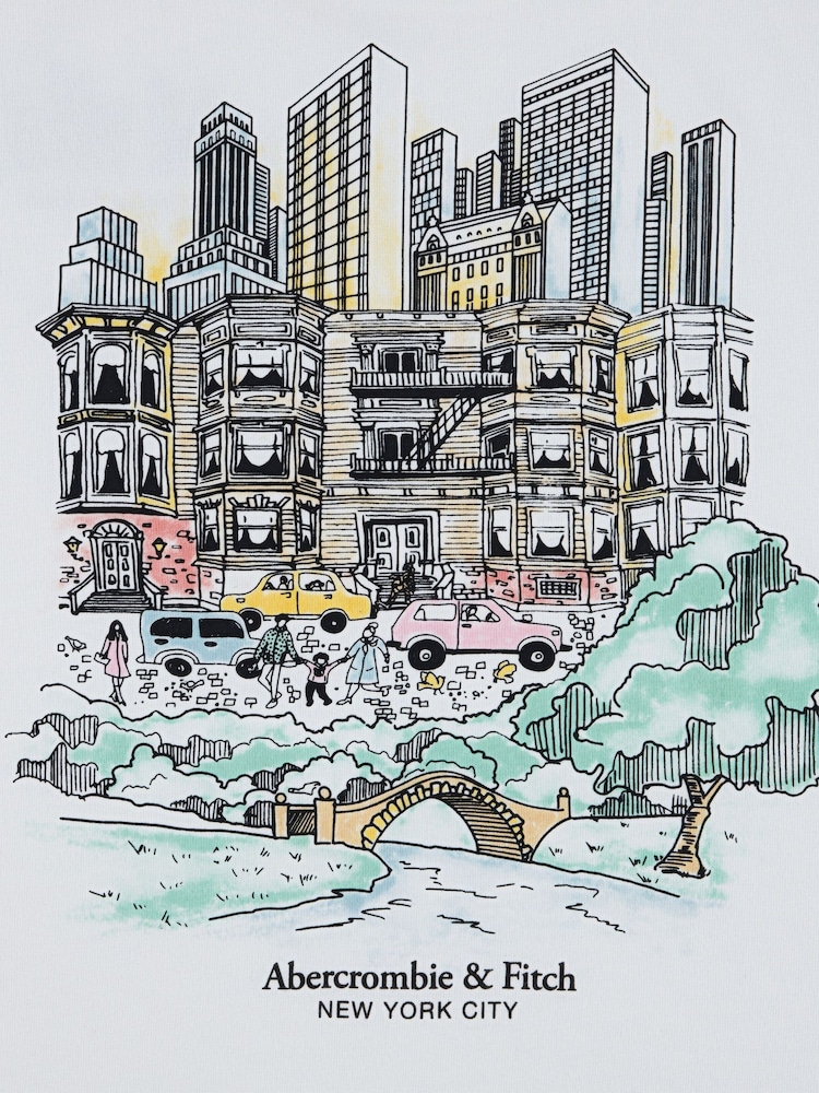 Abercrombie & Fitch White NYC Sketch Short Sleeve T-Shirt - Image 6 of 6