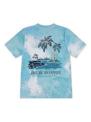 Abercrombie & Fitch White Tie Dye Back Graphic Short Sleeve T-Shirt - Image 2 of 3