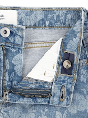 Abercrombie & Fitch Blue High Rise Relaxed Floral Denim Shorts - Image 9 of 9