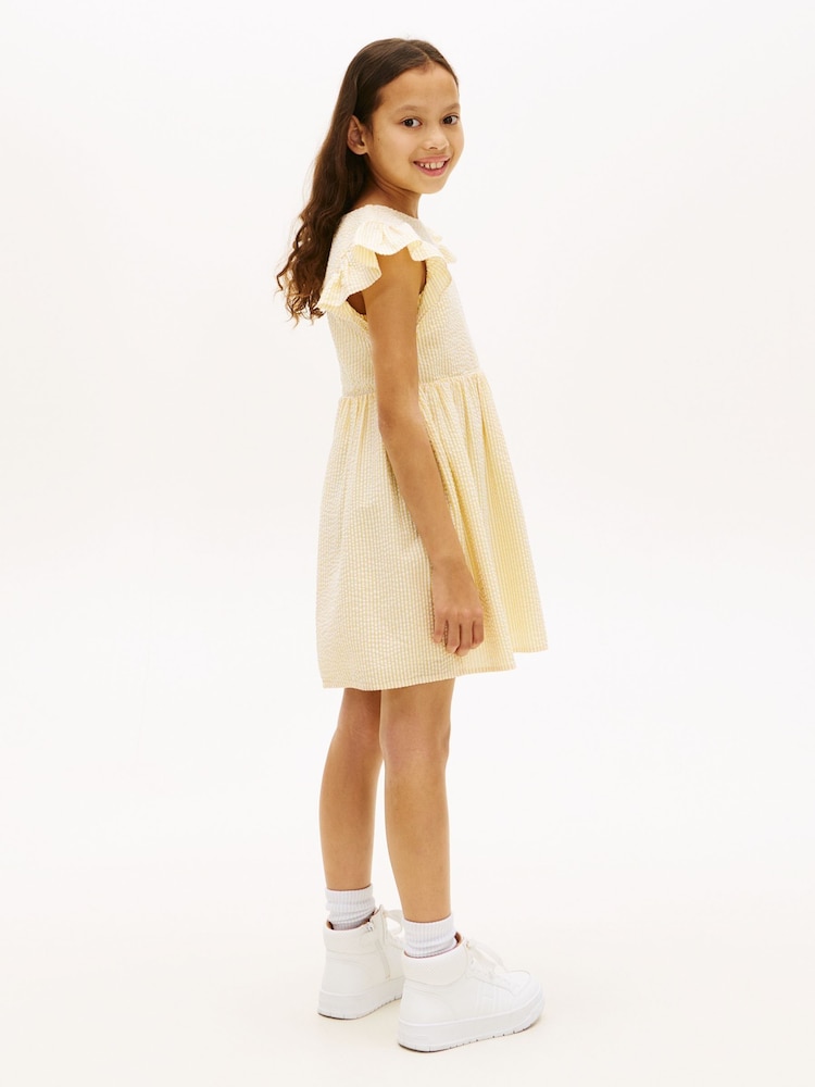 Tommy Hilfiger Yellow Stripe Seersucker Fit And Flare Dress - Image 2 of 5