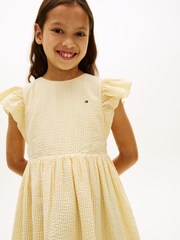 Tommy Hilfiger Yellow Stripe Seersucker Fit And Flare Dress - Image 3 of 5