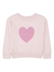 Abercrombie & Fitch Pink Heart Print Off Shoulder Knitted Jumper - Image 1 of 3