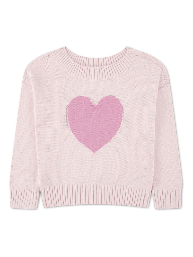 Abercrombie & Fitch Pink Heart Print Off Shoulder Knitted Jumper - Image 1 of 3 Abercrombie & Fitch Pink Heart Print Off Shoulder Knitted Jumper - Image 1 of 3