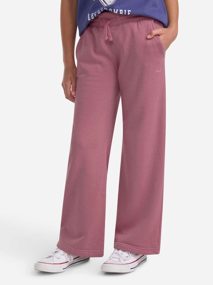 Abercrombie & Fitch Pink Essential Wide Leg Fleece Pants - Image 1 of 6