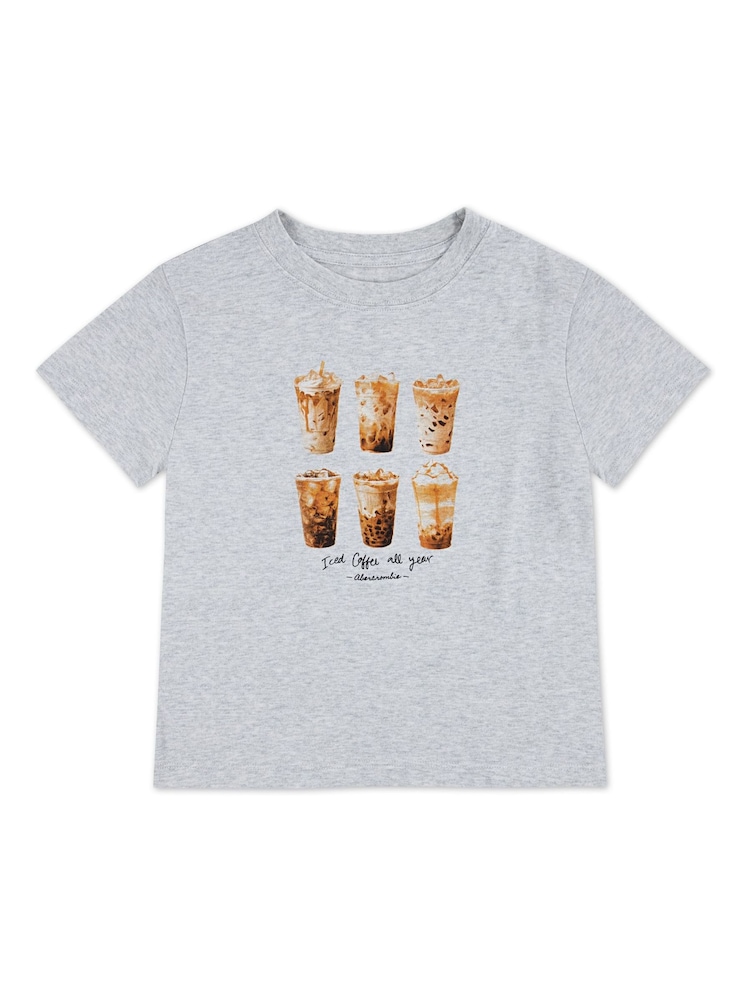 Abercrombie & Fitch Grey Iced Coffee Classic Short Sleeve T-Shirt - Image 1 of 3 Abercrombie & Fitch Grey Iced Coffee Classic Short Sleeve T-Shirt - Image 1 of 3