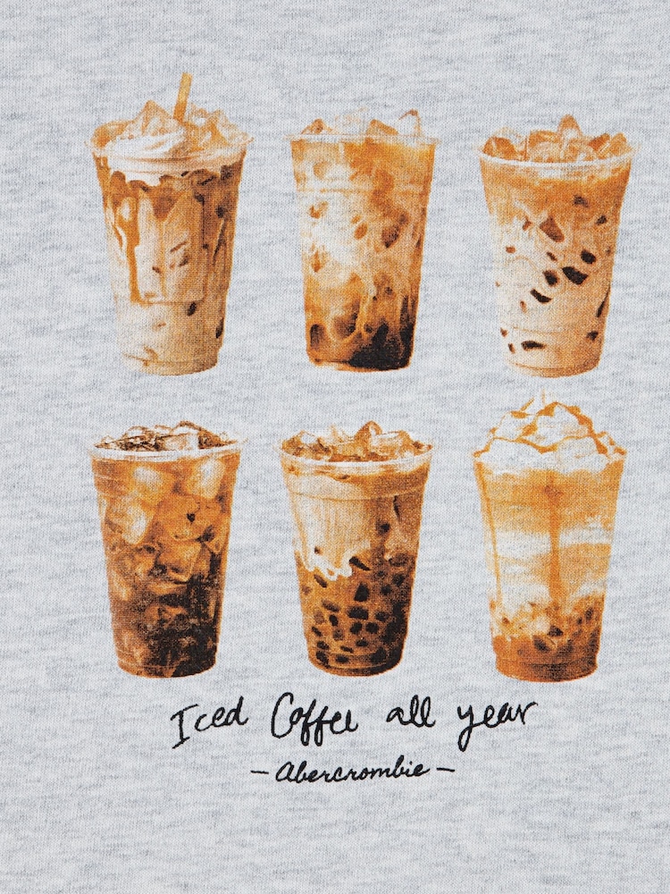 Abercrombie & Fitch Grey Iced Coffee Classic Short Sleeve T-Shirt - Image 3 of 3 Abercrombie & Fitch Grey Iced Coffee Classic Short Sleeve T-Shirt - Image 3 of 3