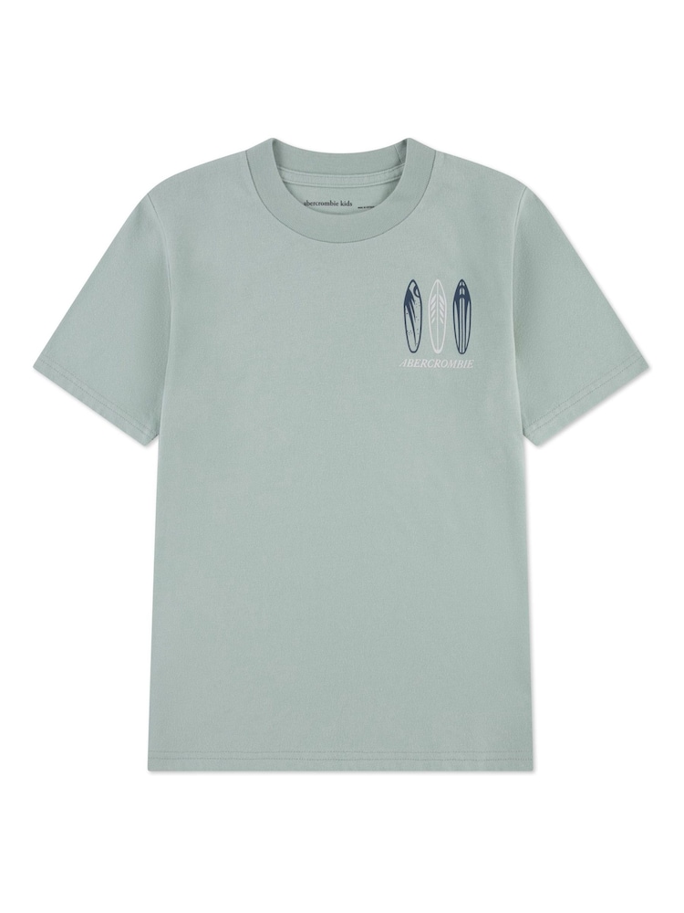 Abercrombie & Fitch Green Surfs Up Back Graphic Short Sleeve T-Shirt - Image 1 of 3