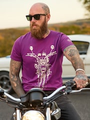 Joe Browns Purple Sketchy Bike T-Shirt - Image 1 of 7