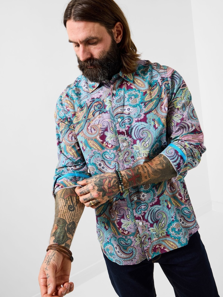 Joe Browns Purple Brilliant Bold Paisley Shirt - Image 2 of 6