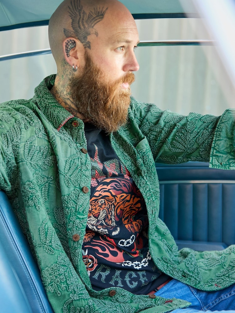 Joe Browns Green Wild Side Embroidered Shirt - Image 2 of 8 Joe Browns Green Wild Side Embroidered Shirt - Image 2 of 8