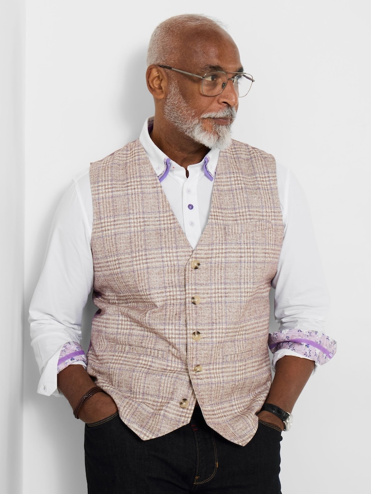 Joe Browns Purple Spring Time Check Waistcoat - Image 1 of 6 Joe Browns Purple Spring Time Check Waistcoat - Image 1 of 6