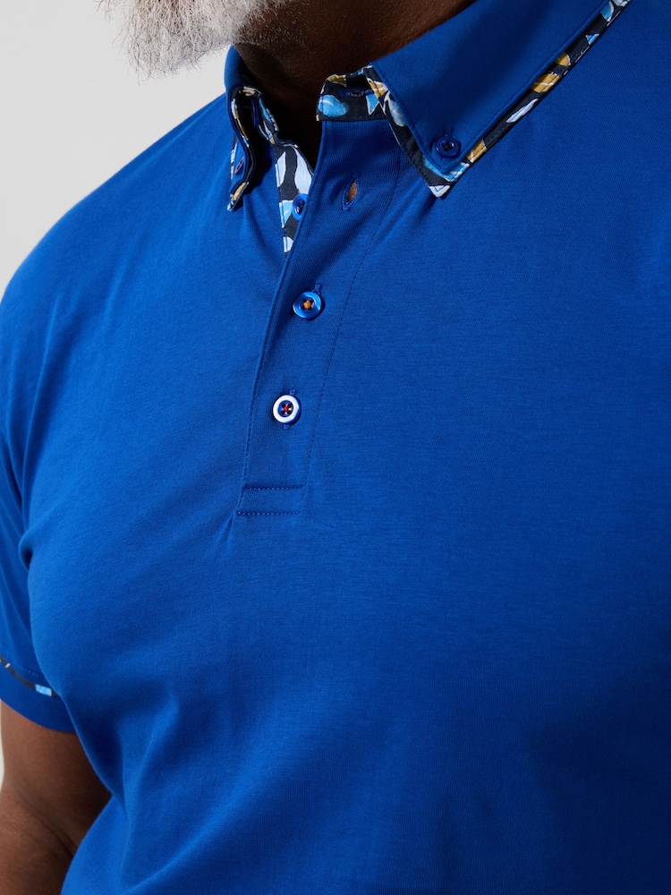 Joe Browns Blue Dapper Double Collar Polo Shirt - Image 2 of 5