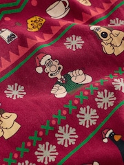 Burgundy Red Wallace and Gromit Matching Family Christmas Long Sleeve Pyjamas - Image 15 of 16