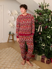 Burgundy Red Wallace and Gromit Matching Family Christmas Long Sleeve Pyjamas - Image 3 of 16