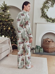 Ecru Santa Matching Family Christmas Flannel Button Through Pyjamas - Image 2 of 7