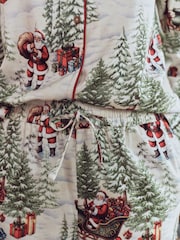 Ecru Santa Matching Family Christmas Flannel Button Through Pyjamas - Image 4 of 7