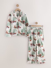 Ecru Santa Matching Family Christmas Flannel Button Through Pyjamas - Image 5 of 7