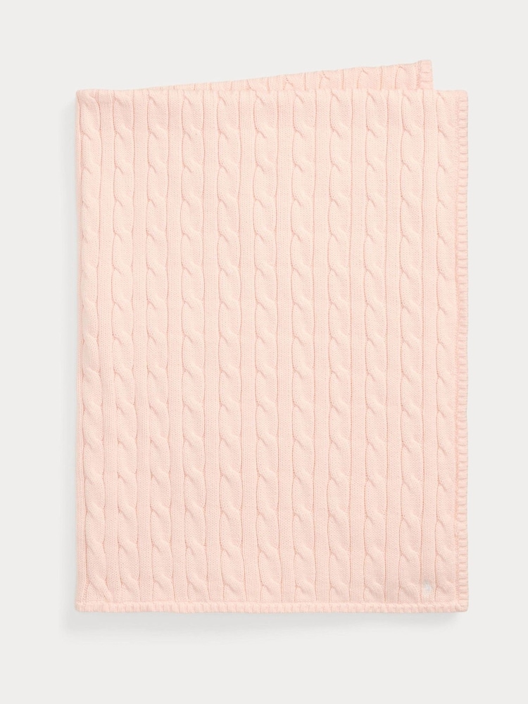 Polo Ralph Lauren Pink Cotton Cable Knit Newborn Blanket - Image 1 of 2