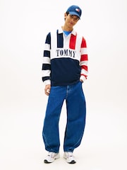 Tommy Jeans Blue Colour-Blocked Rugby Shirt - Image 3 of 5