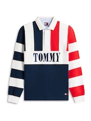 Tommy Jeans Blue Colour-Blocked Rugby Shirt - Image 5 of 5