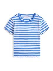 Albastru - Tommy Hilfiger Essential Ruffle Extra Slim Ribbed Top - Imaginea 5 din 5