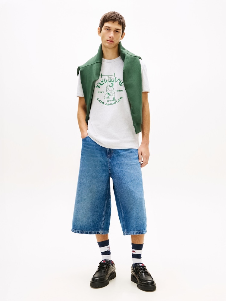 Tommy Jeans White Graphic Peached Jersey T-Shirt - Image 2 of 5