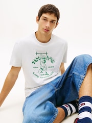 Tommy Jeans White Graphic Peached Jersey T-Shirt - Image 4 of 5